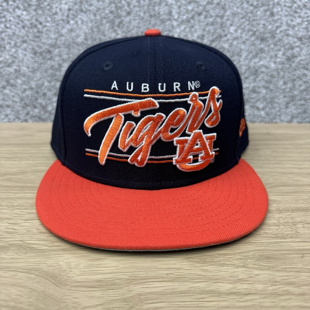 Auburn Tigers Hat Cap Snap Back 4 Bar Script New Era 9Fifty Orange Blue Football
